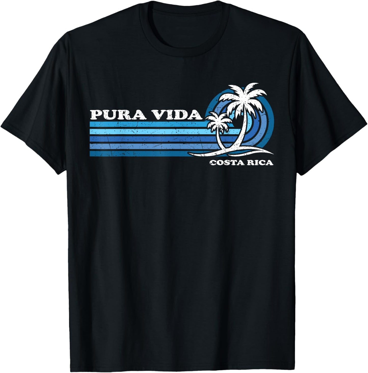 Vintage Retro Summer Vacation Costa Rica Pura Vida Beach T-Shirt - T-Shirt | Black