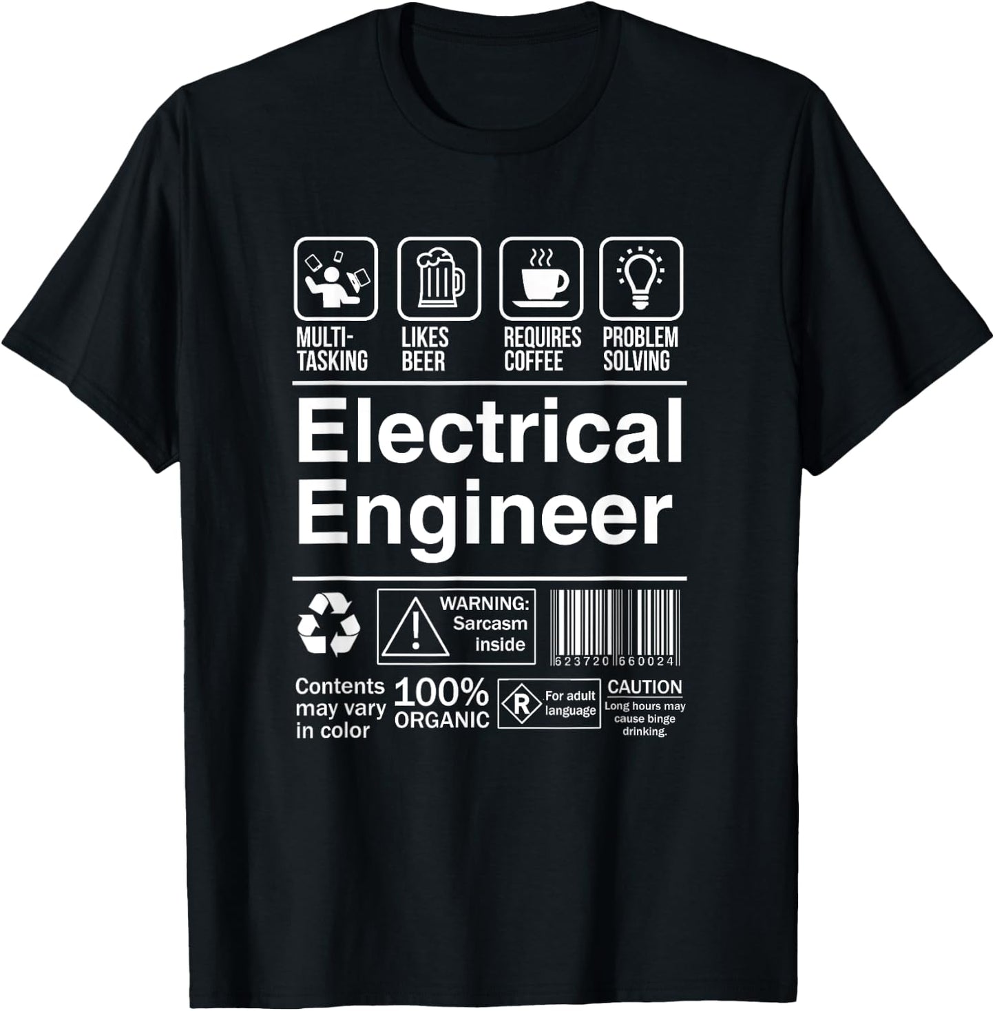 Electrical Engineer Funny Description Label T-Shirt - T-Shirt | Black