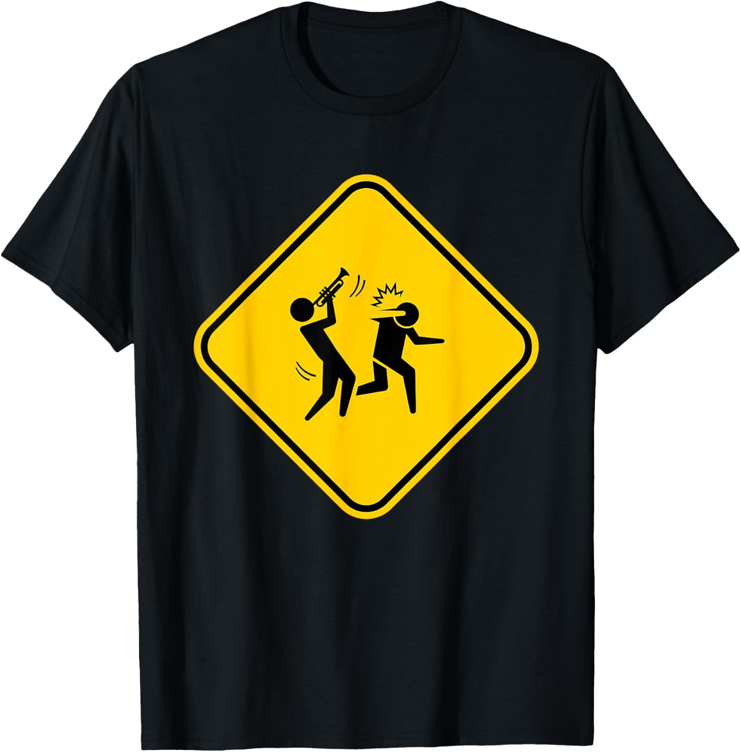 Warning Sign Trumpet Funny Trumpeter Instrument Lover Outfit T-Shirt - T-Shirt | Black
