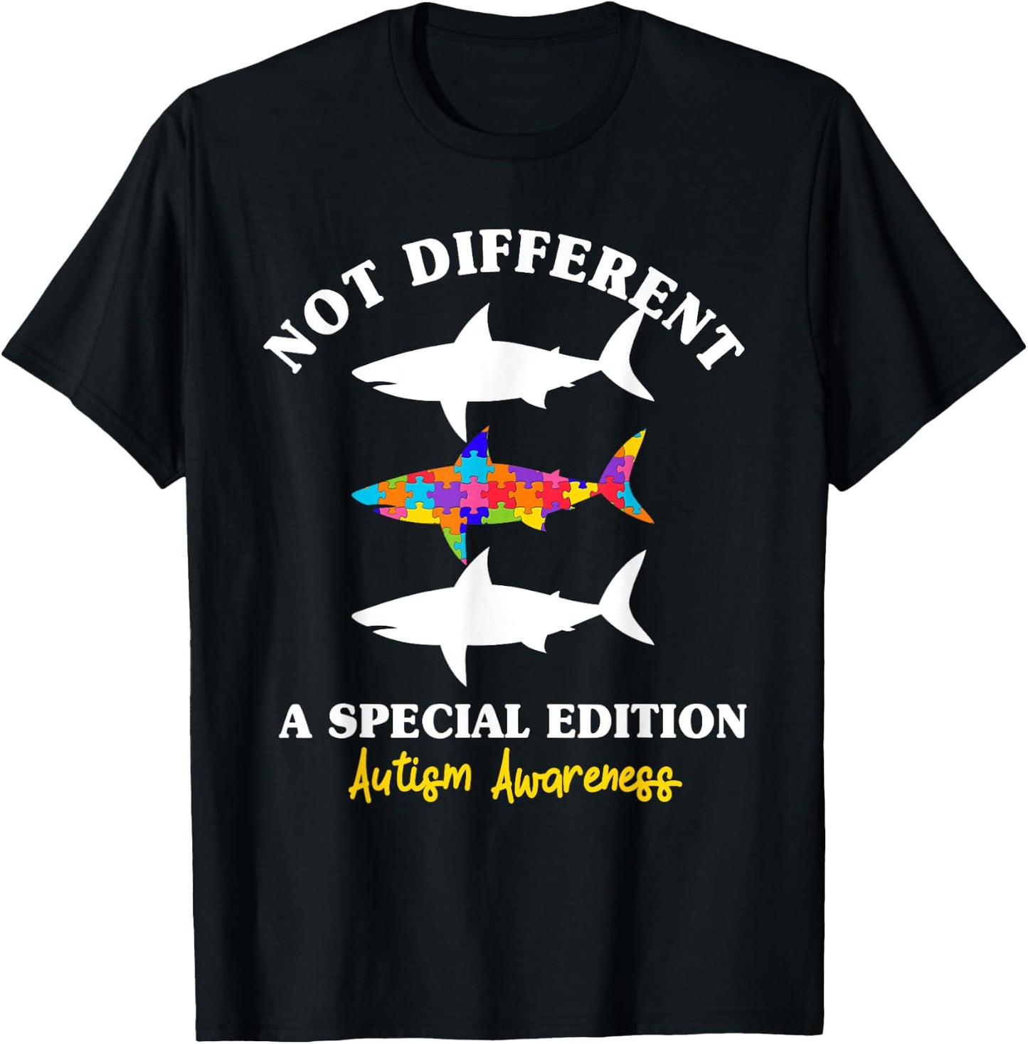 Puzzle Shark Autism Awareness Autistic Autism Moms Gift T-Shirt - T-Shirt | Black