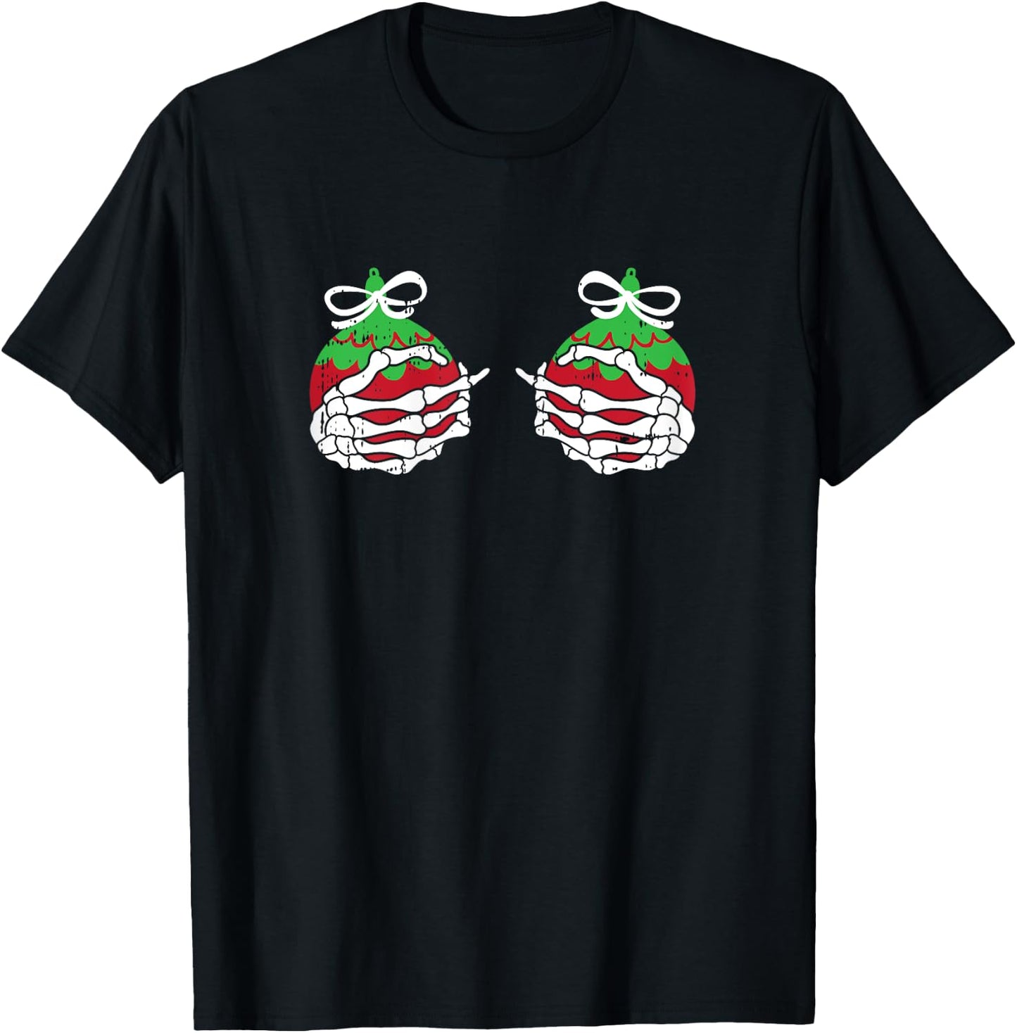 Christmas Balls Boobs Pajama Funny X-Mas Decoration Holiday T-Shirt - T-Shirt | Black