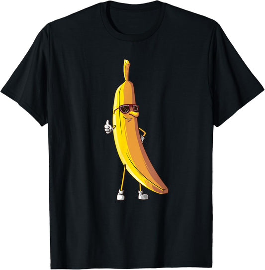 Cool Banana Wearing Sunglasses | Funny Fruit Eyewear Gift T-Shirt - T-Shirt | Black