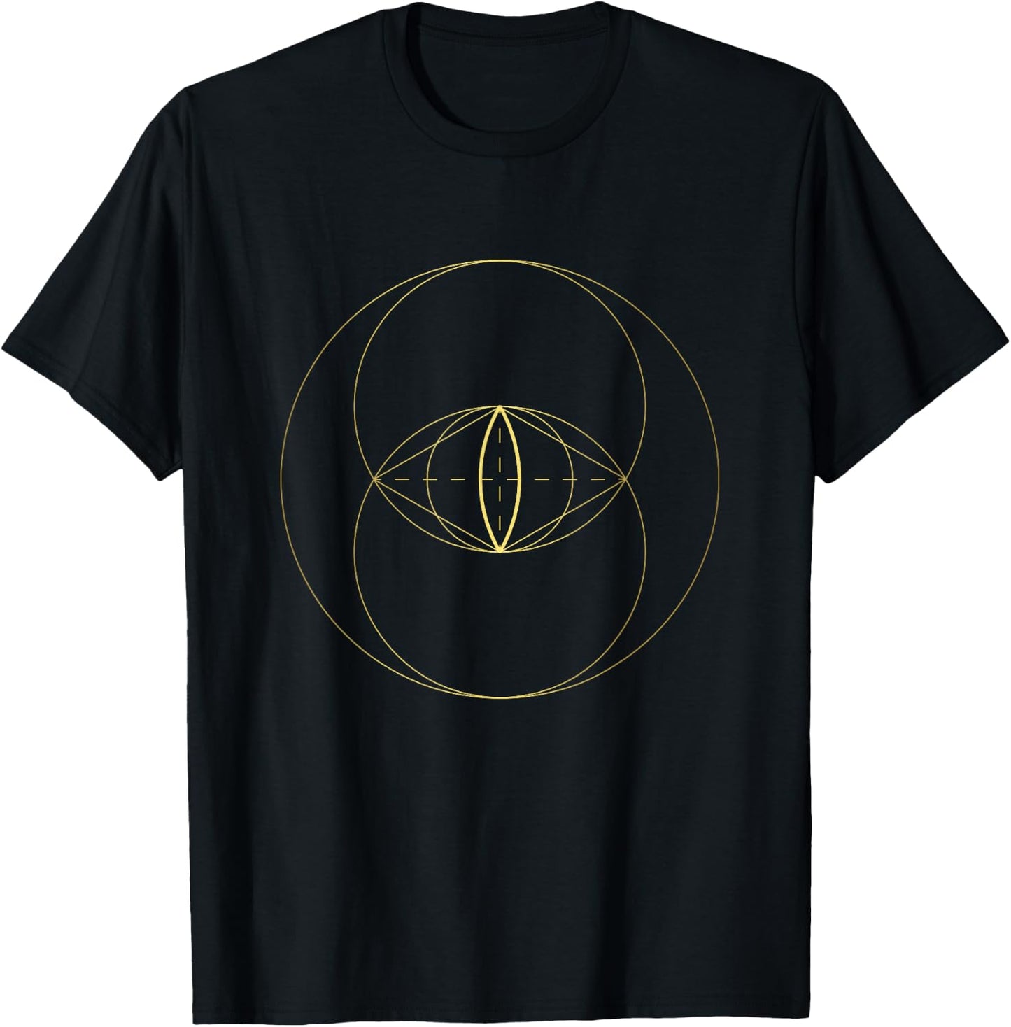 Sacred Geometry Vesica Piscis Geometric Astrology Mandala T-Shirt - T-Shirt | Black