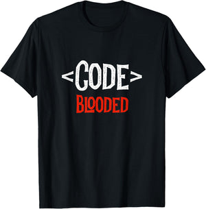 Programmer Developer - Code Tag Blooded - Coding Coder T-Shirt - T-Shirt | Black
