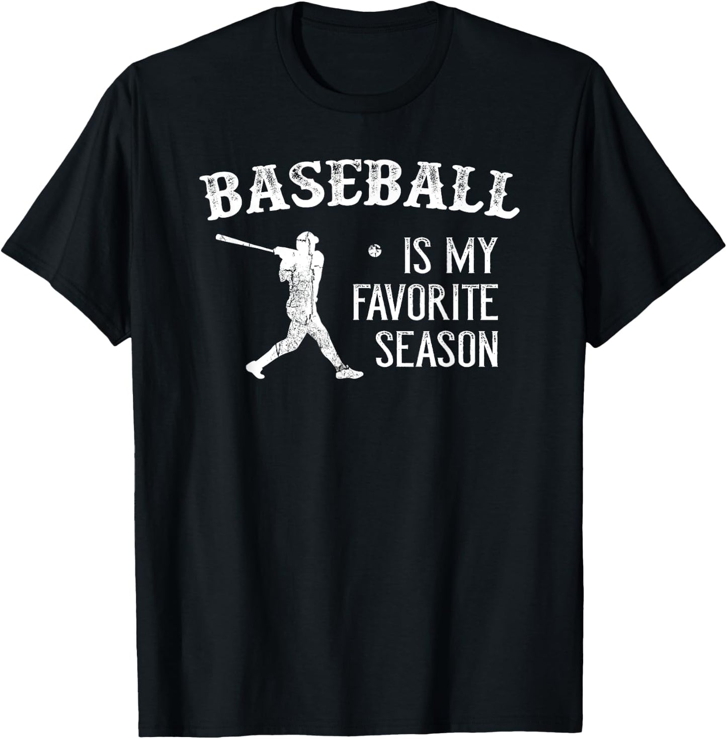 Vintage Baseball Favorite Season T-Shirt - T-Shirt | Black