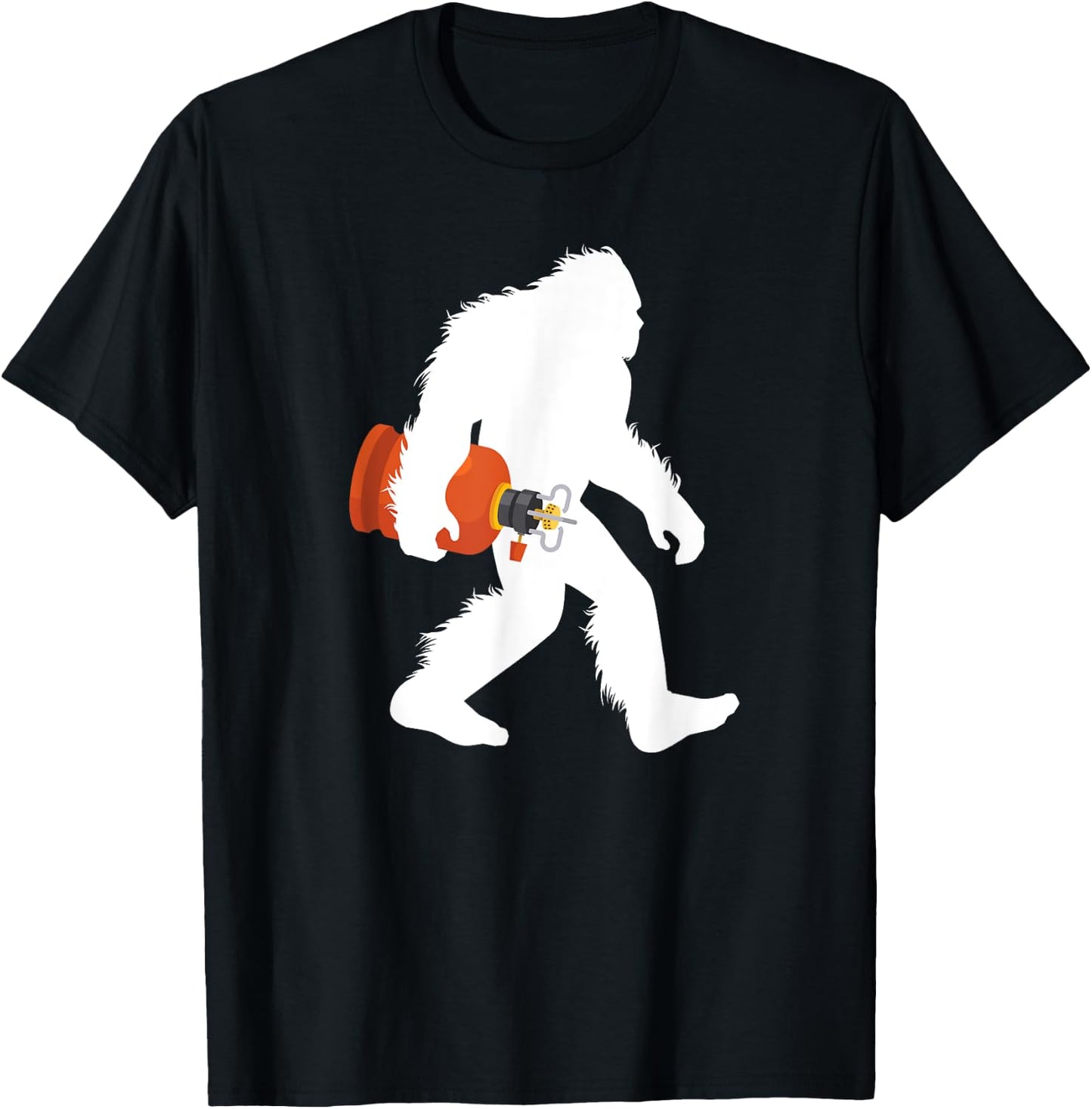 Bigfoot Carrying Propane Tank Sasquatch BBQ Gas Burner T-Shirt - T-Shirt | Black