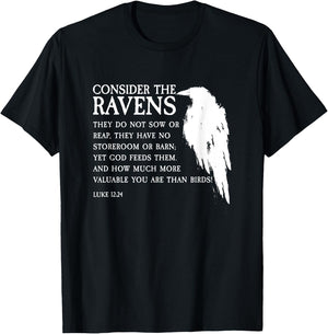 Consider The Ravens Luke 12:24 T-Shirt - T-Shirt | Black