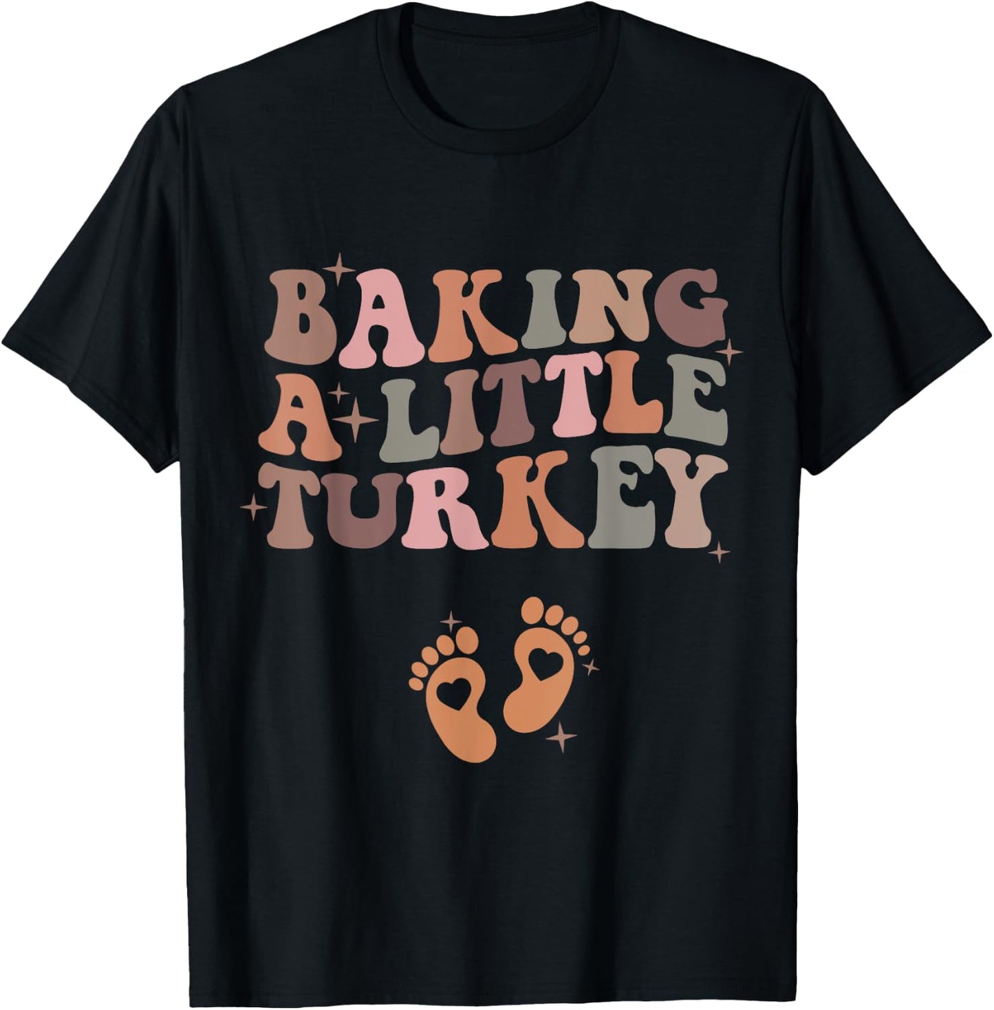 Baking A Little Turkey Pregnancy Announcement Baby Reveal T-Shirt - T-Shirt | Black