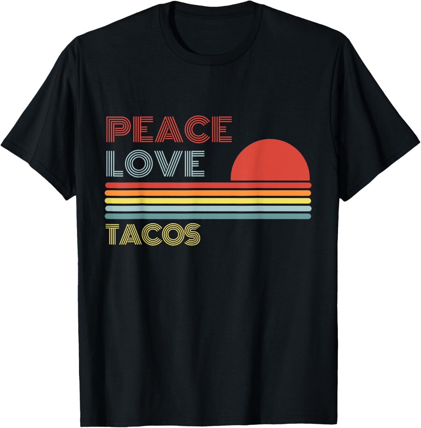 Peace Love Tacos Retro Vintage T-Shirt - T-Shirt | Black