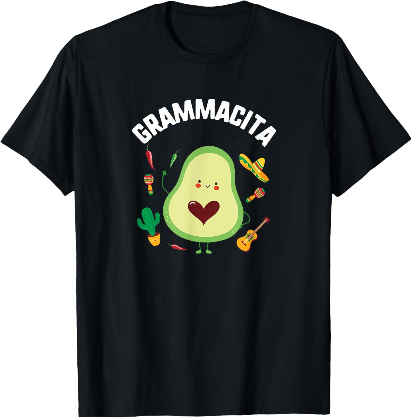 Cinco De Mayo Grammacita Guacamole Avocado Grandma Mexican T-Shirt - T-Shirt | Black