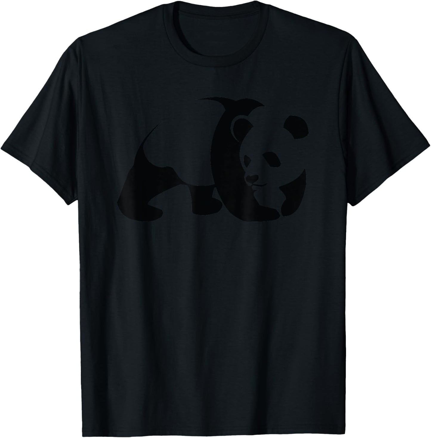 Panda Minimalist Art Black White Animal Cute T-Shirt - T-Shirt | Black