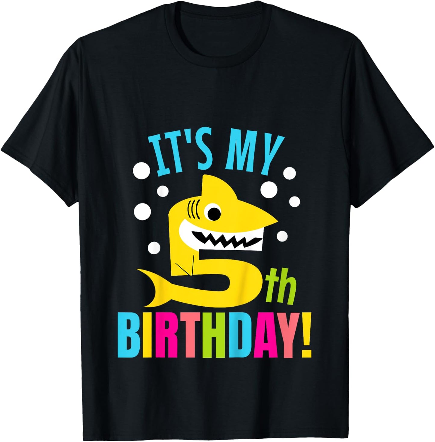 5 Year Old 5th Shark Party Birthday Baby Gift Girls And Boys T-Shirt - T-Shirt | Black