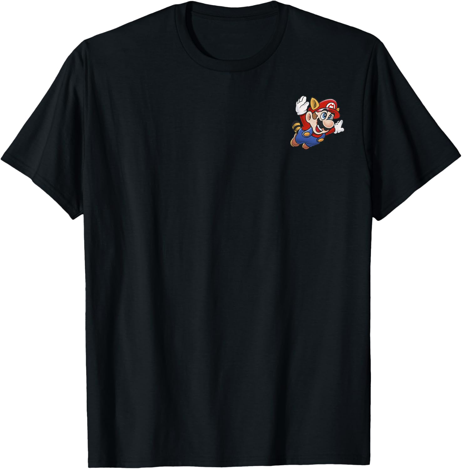 Super Mario Flying Mario Pocket Portrait T-Shirt - T-Shirt | Black