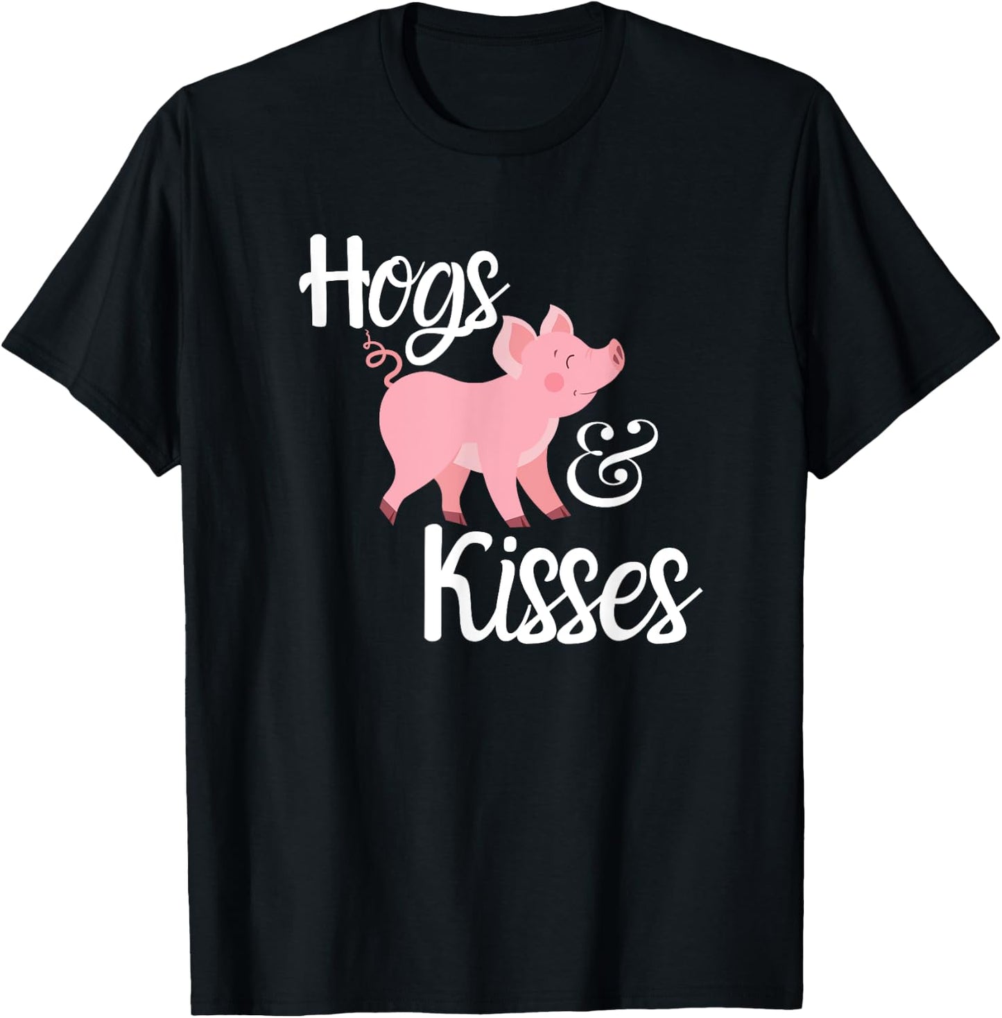 Hogs and Kisses Cute Pig T-Shirt - T-Shirt | Black
