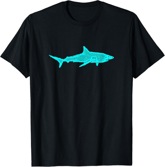Shark | Turquoise Green Blue Shark Silhouette | Shark Gift T-Shirt - T-Shirt | Black