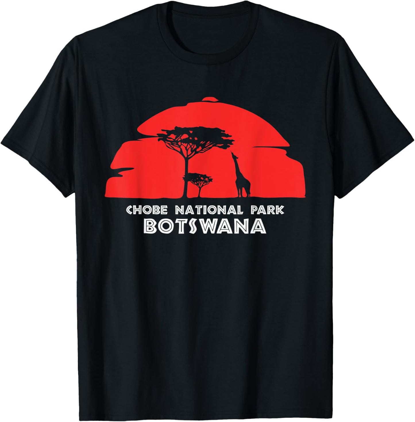 Chobe National Park, Botswana Africa Safari Girrafe T-Shirt - T-Shirt | Black