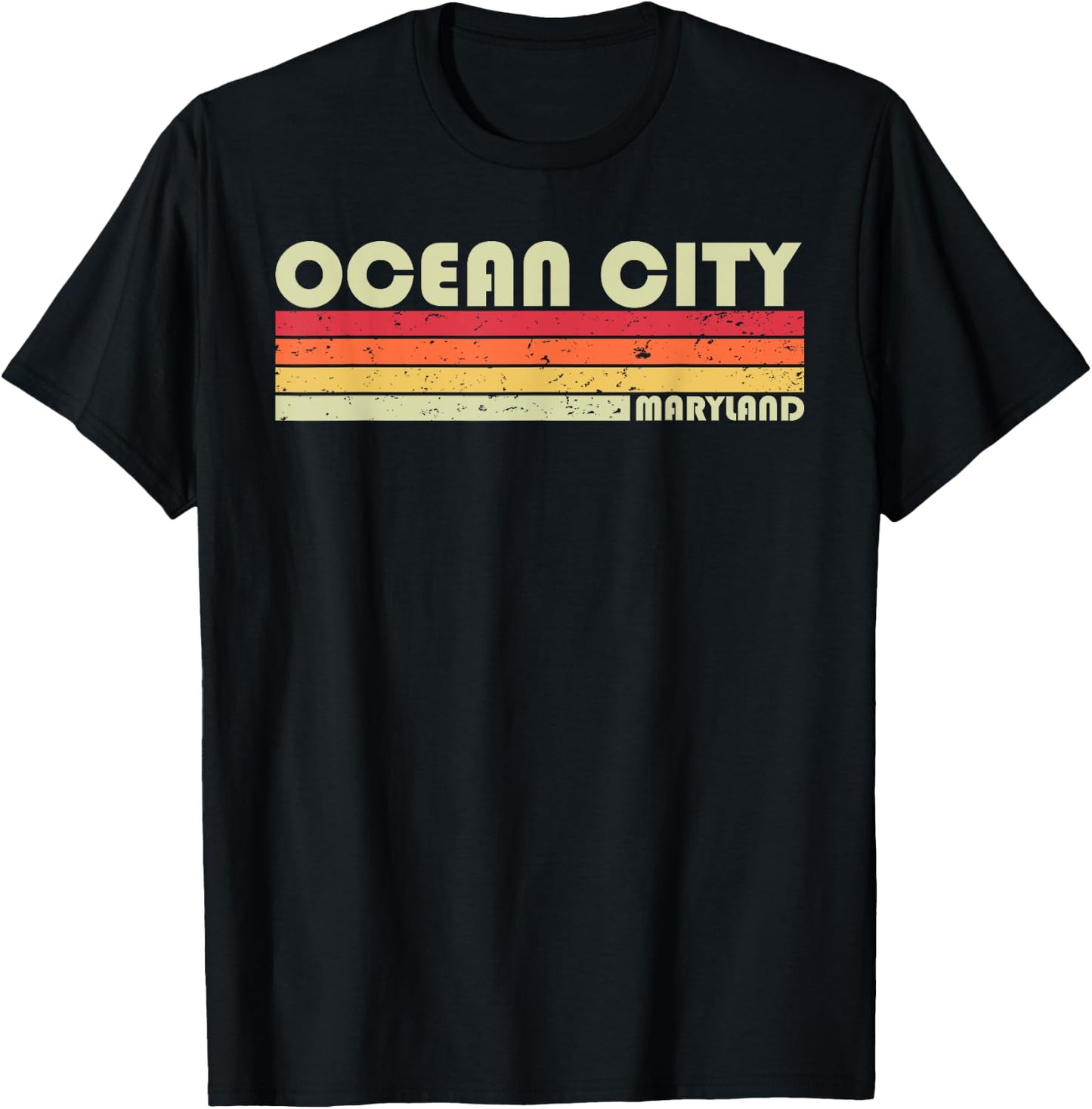 OCEAN CITY MD MARYLAND Funny City Home Roots Gift Retro 80s T-Shirt - T-Shirt | Black