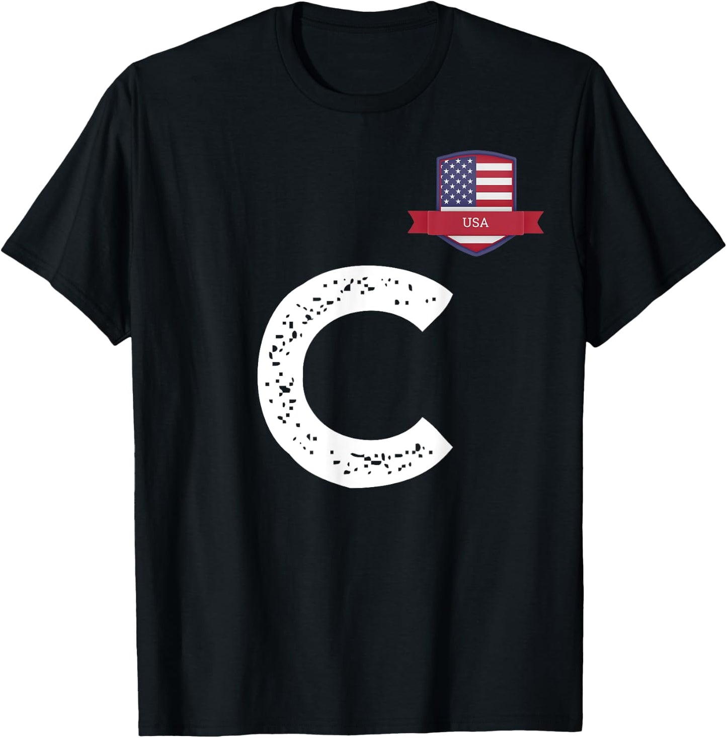 USA Human-Flag Letter C American USA T-Shirt - T-Shirt | Black