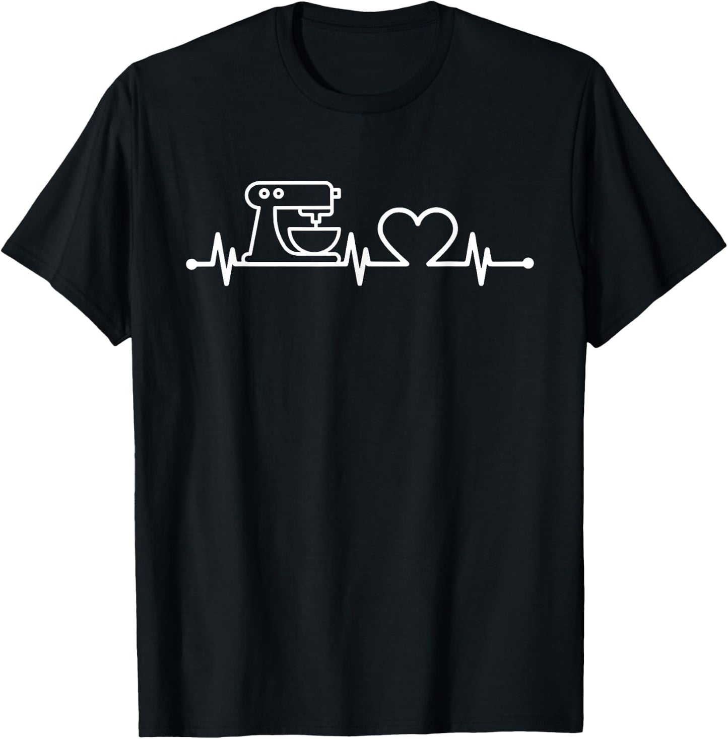 Baking Heartbeat Shirt Bakery Pastry Baker Baking Lover Gift T-Shirt - T-Shirt | Black