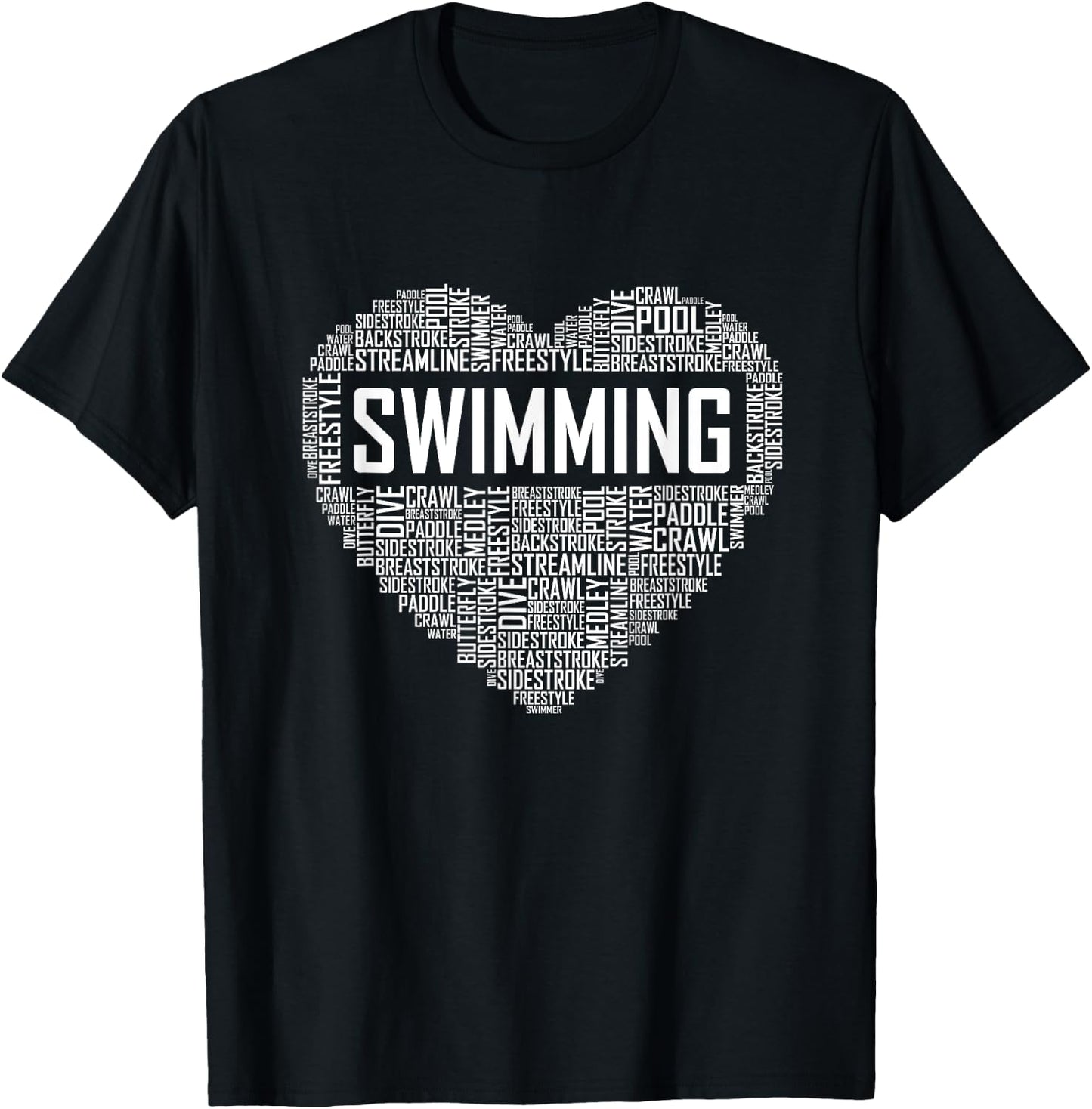 Swimming Heart Coach Swimmer Gift Swim Lover Gifts T-Shirt - T-Shirt | Black