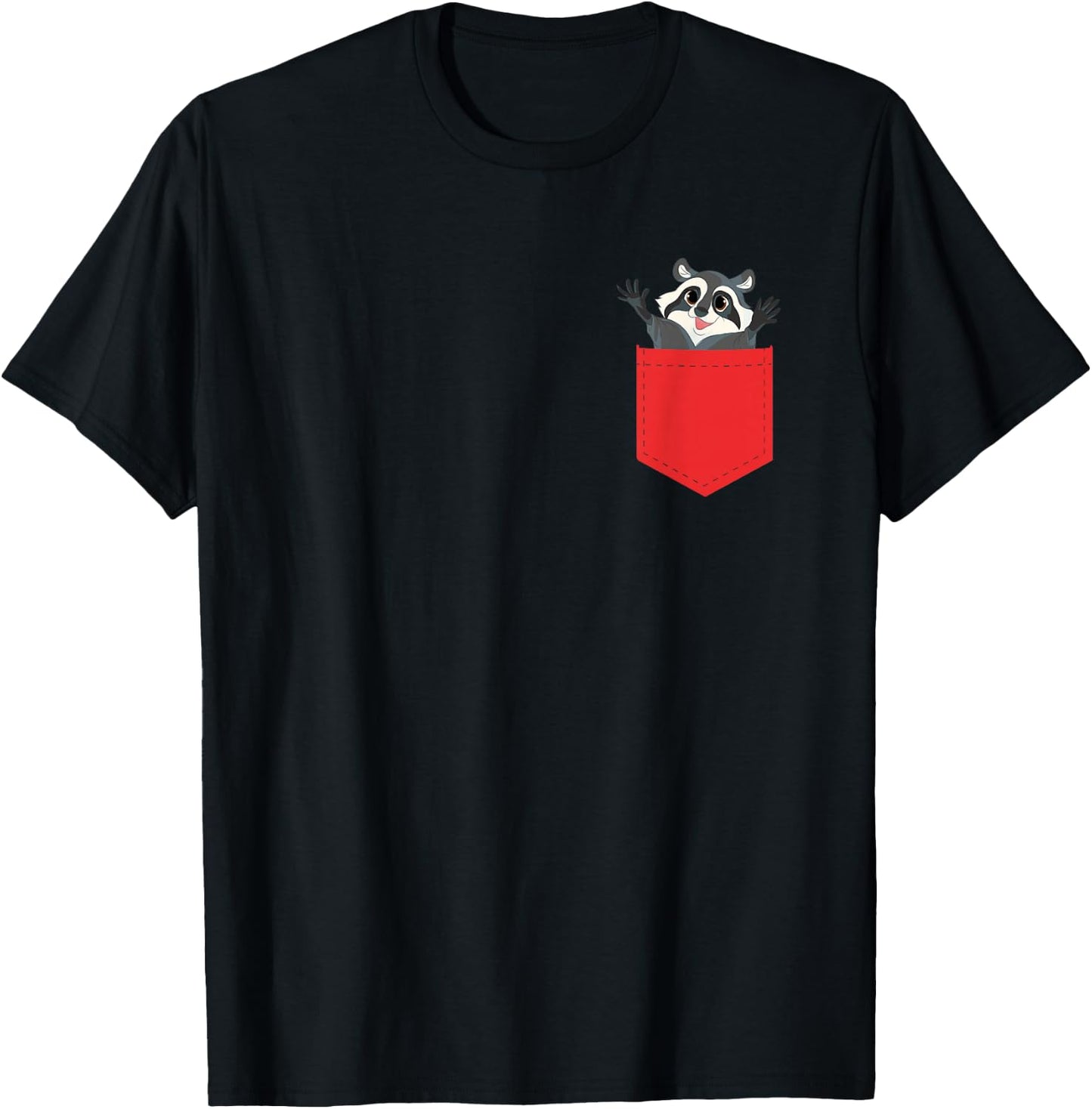 Cute Trash Panda Pocket Raccoon Wildlife Animal Racoon T-Shirt - T-Shirt | Black