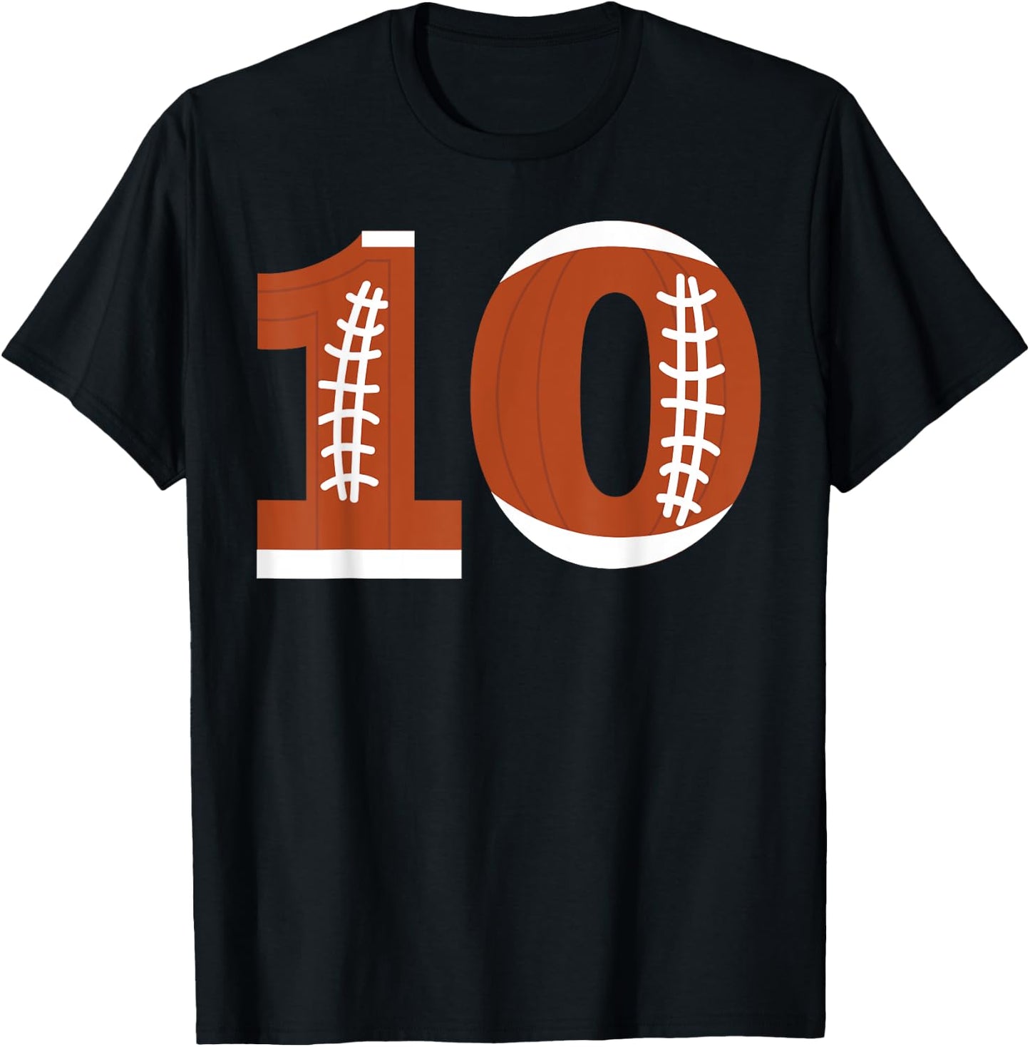 10th Birthday Football Ball Boys | 10 Year Old Gift T-Shirt - T-Shirt | Black