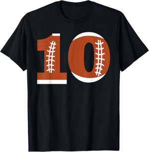 10th Birthday Football Ball Boys | 10 Year Old Gift T-Shirt - T-Shirt | Black