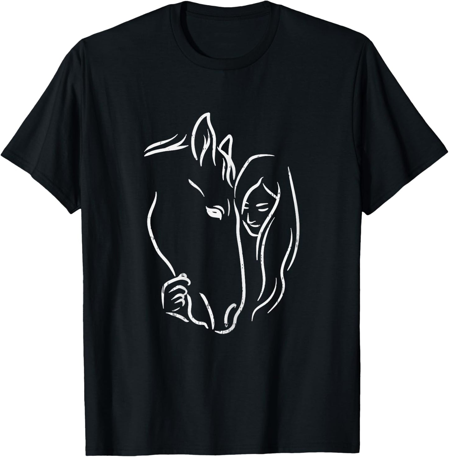 Horse And Girl Horseback Riding Equestrian Girls Women Gift T-Shirt - T-Shirt | Black