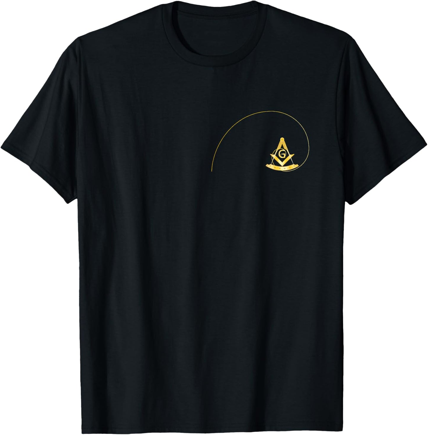 Masonic Gift Square & Compass Fibonacci Spiral T-Shirt - T-Shirt | Black