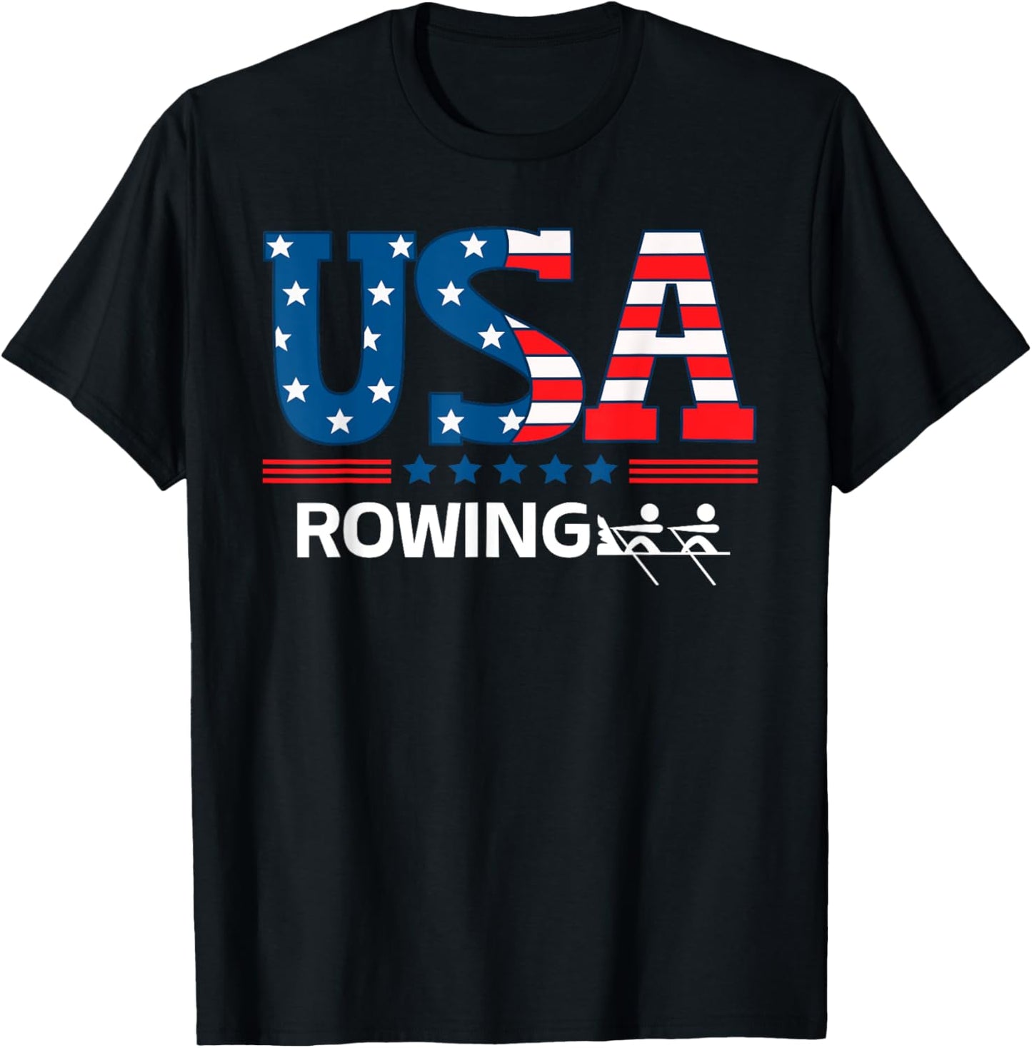 United States Flag Rowing USA Team Sport Rowing T-Shirt - T-Shirt | Black