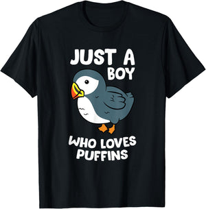 Just a Boy Who Loves Puffins Iceland Seabird Puffins T-Shirt - T-Shirt | Black