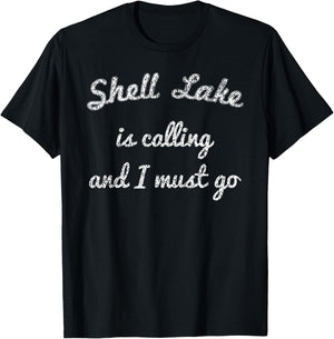 SHELL LAKE WISCONSIN Funny Fishing Camping Summer Gift Men Women Kids T-Shirt - T-Shirt | Black