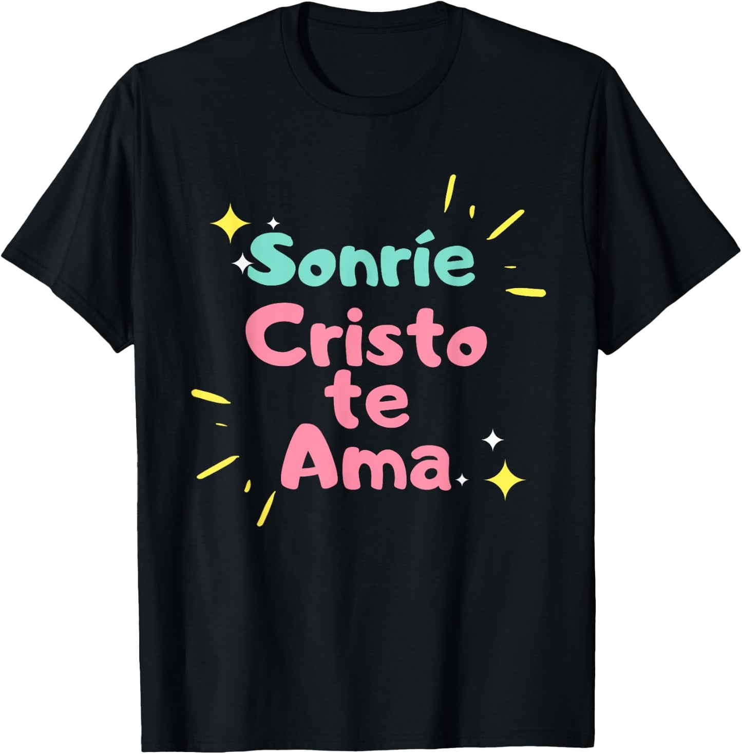 camisetas cristianas Sonrie Cristo te ama T-Shirt - T-Shirt | Black
