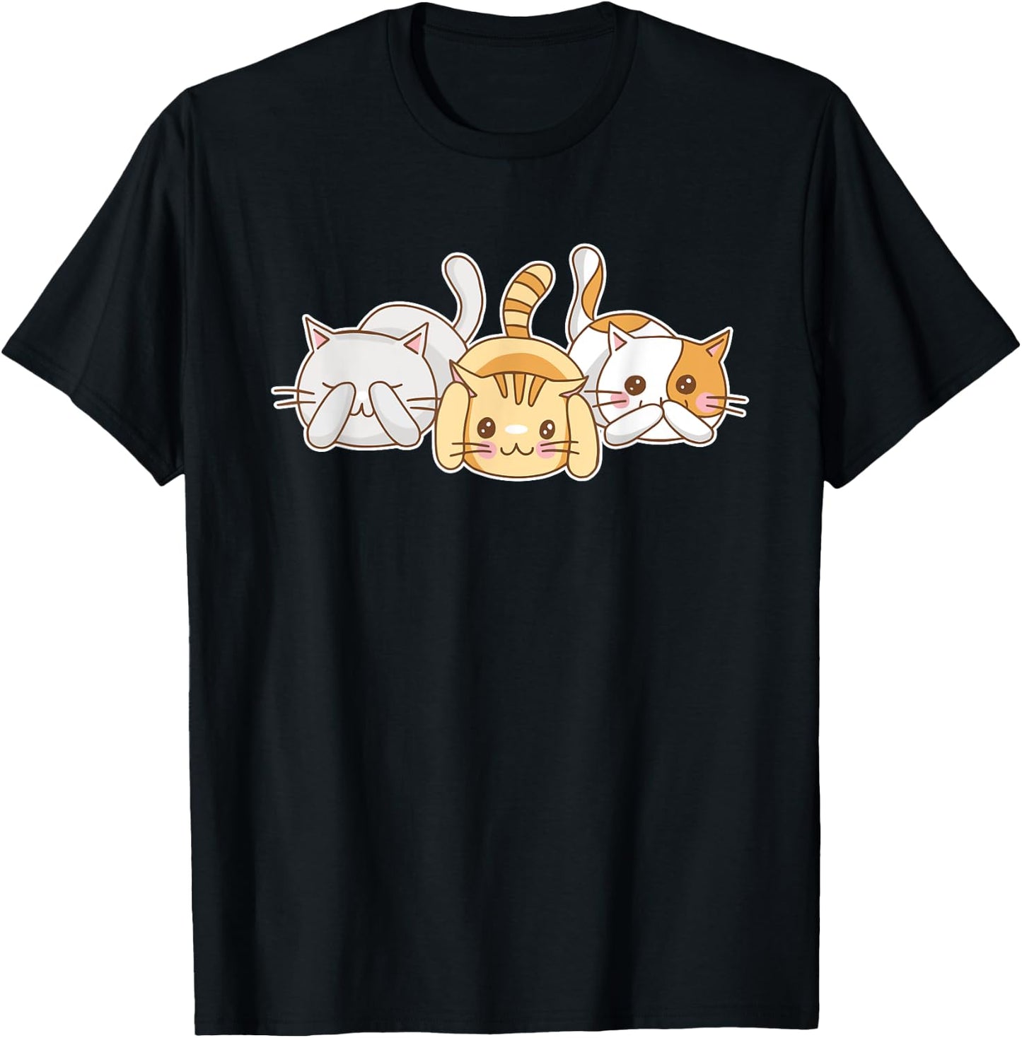 Funny Cat Lovers - See No Evil, Hear No Evil, Speak No Evil Women Girls Kids T-Shirt - T-Shirt | Black