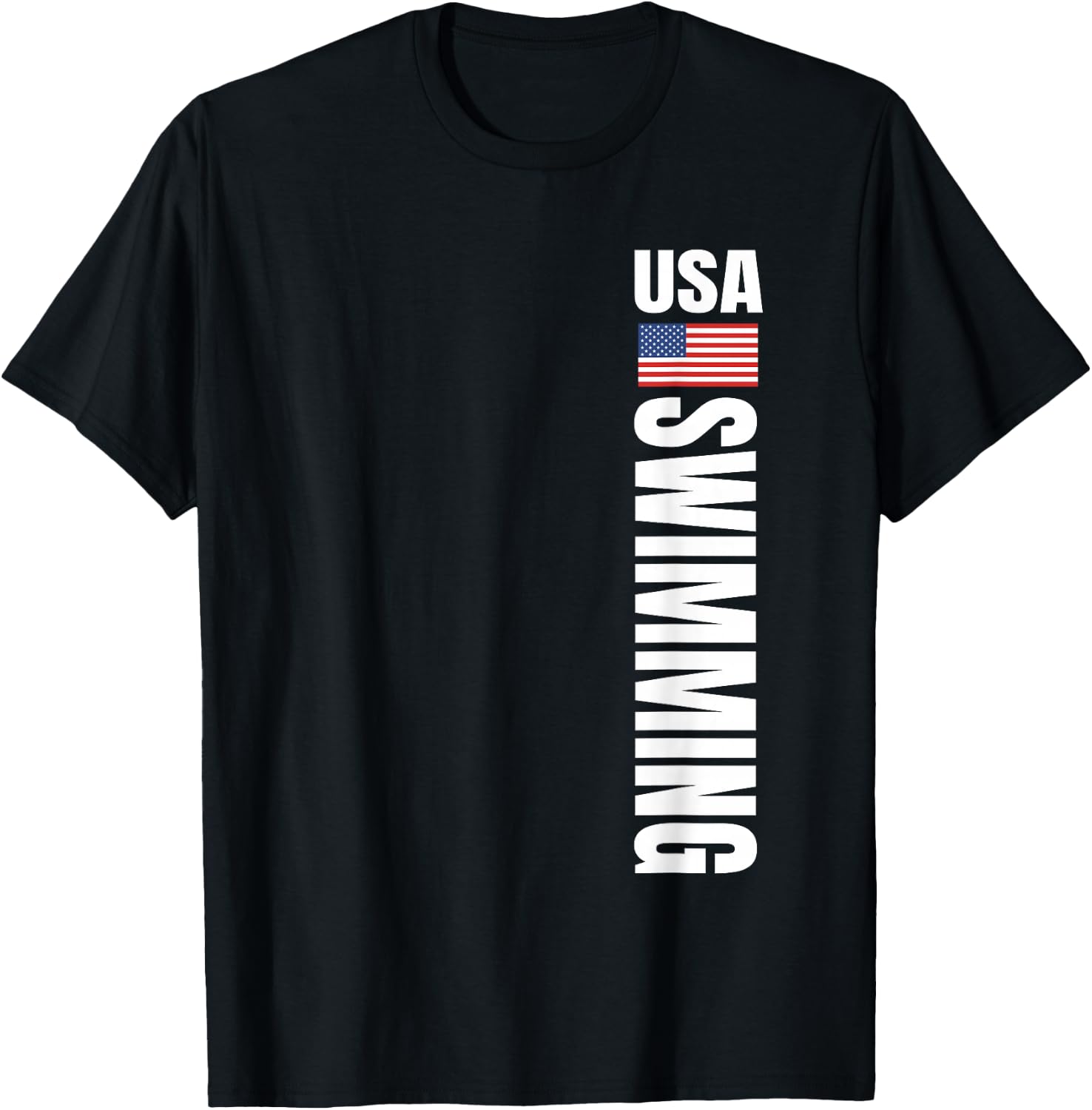 USA Swimming American Flag Swim Sport Team T-Shirt - T-Shirt | Black
