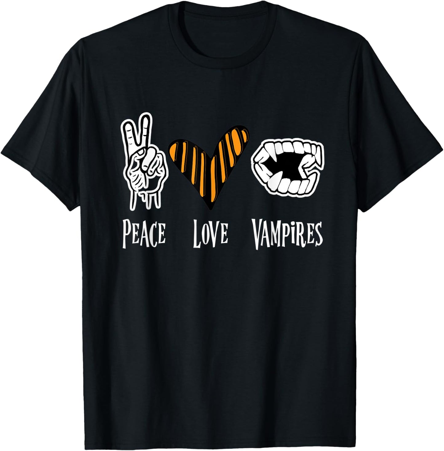 Halloween Vampire Outfit Men Women Kids Peace Love Vampire T-Shirt - T-Shirt | Black
