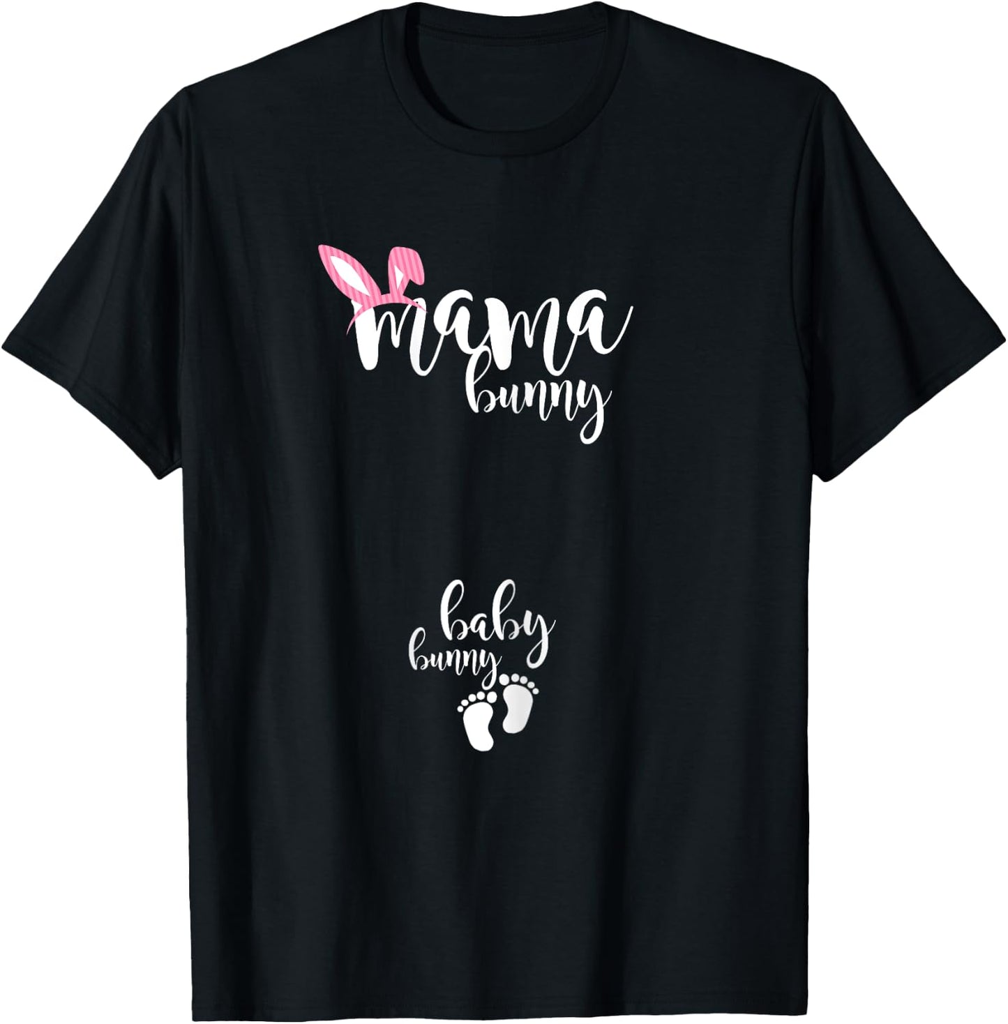 Mama Bunny Baby Bunny Pregnant Mom Easter Pregnancy Reveal T-Shirt - T-Shirt | Black