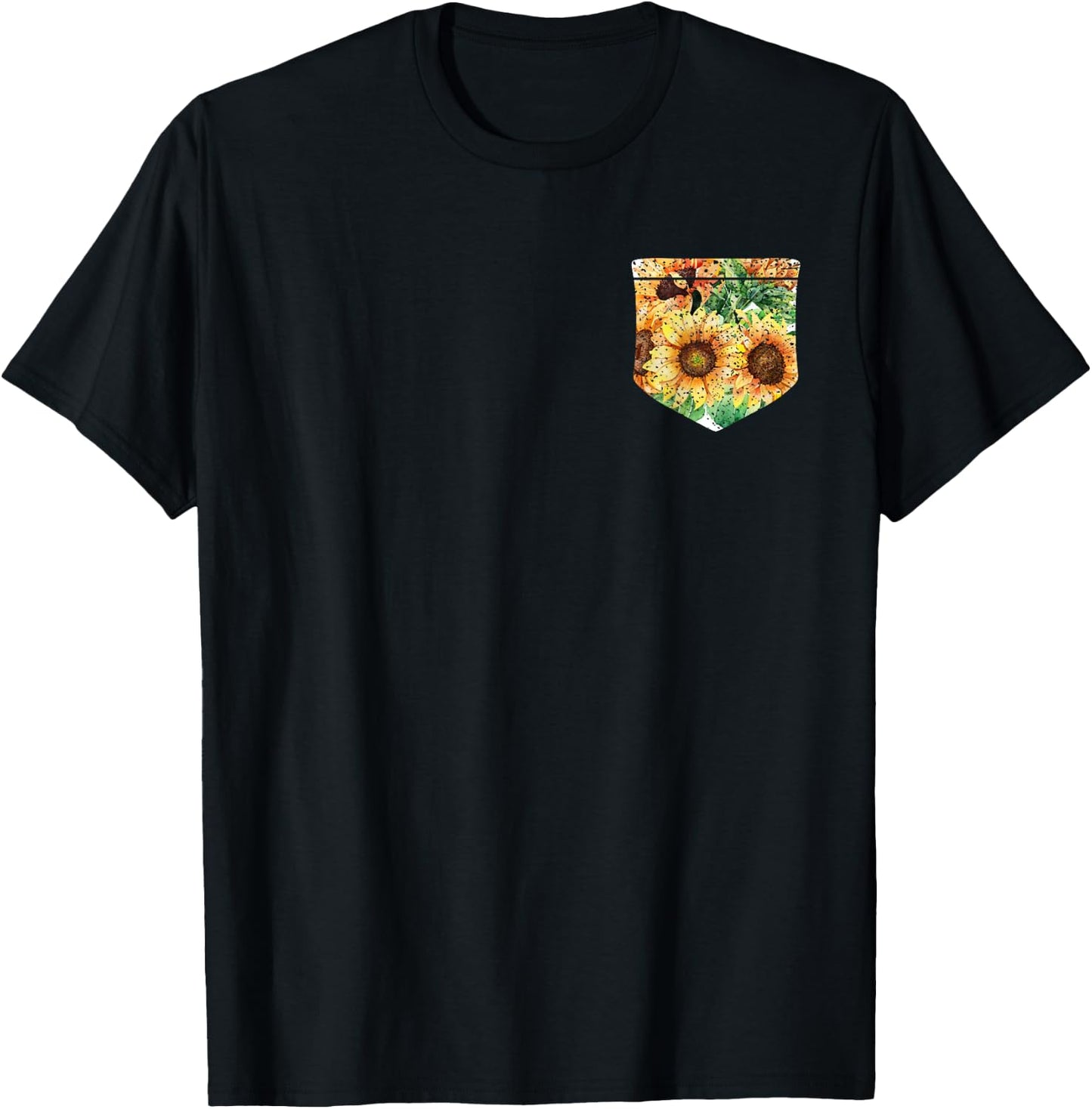Sunshine Sunflowers Florist Yellow Flowers Pocket Sunflower Men Women Girls Kids T-Shirt - T-Shirt | Black