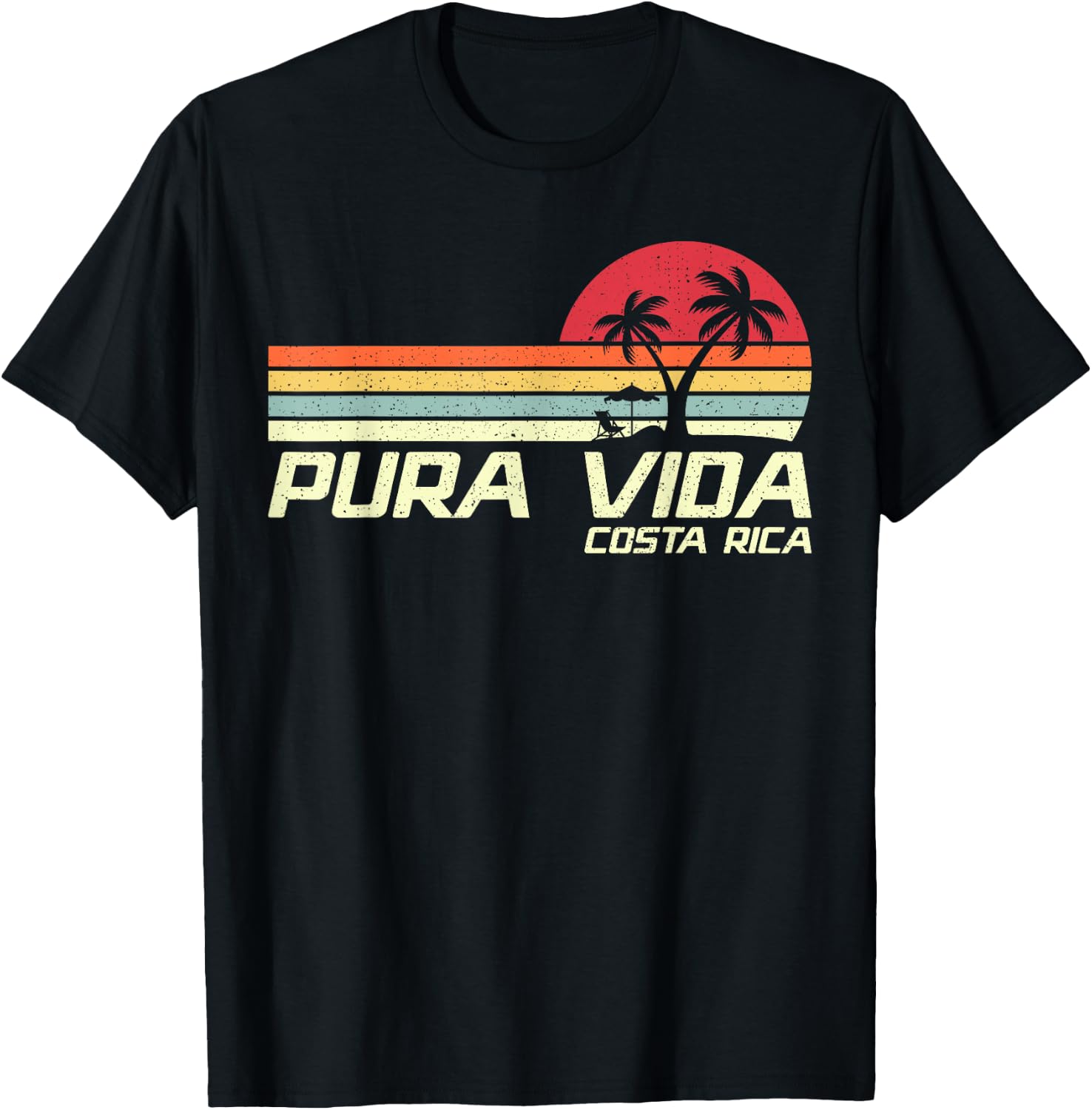 Vintage Retro Family Vacation Costa Rica Pura Vida Beach Women Girls Kids T-Shirt - T-Shirt | Black