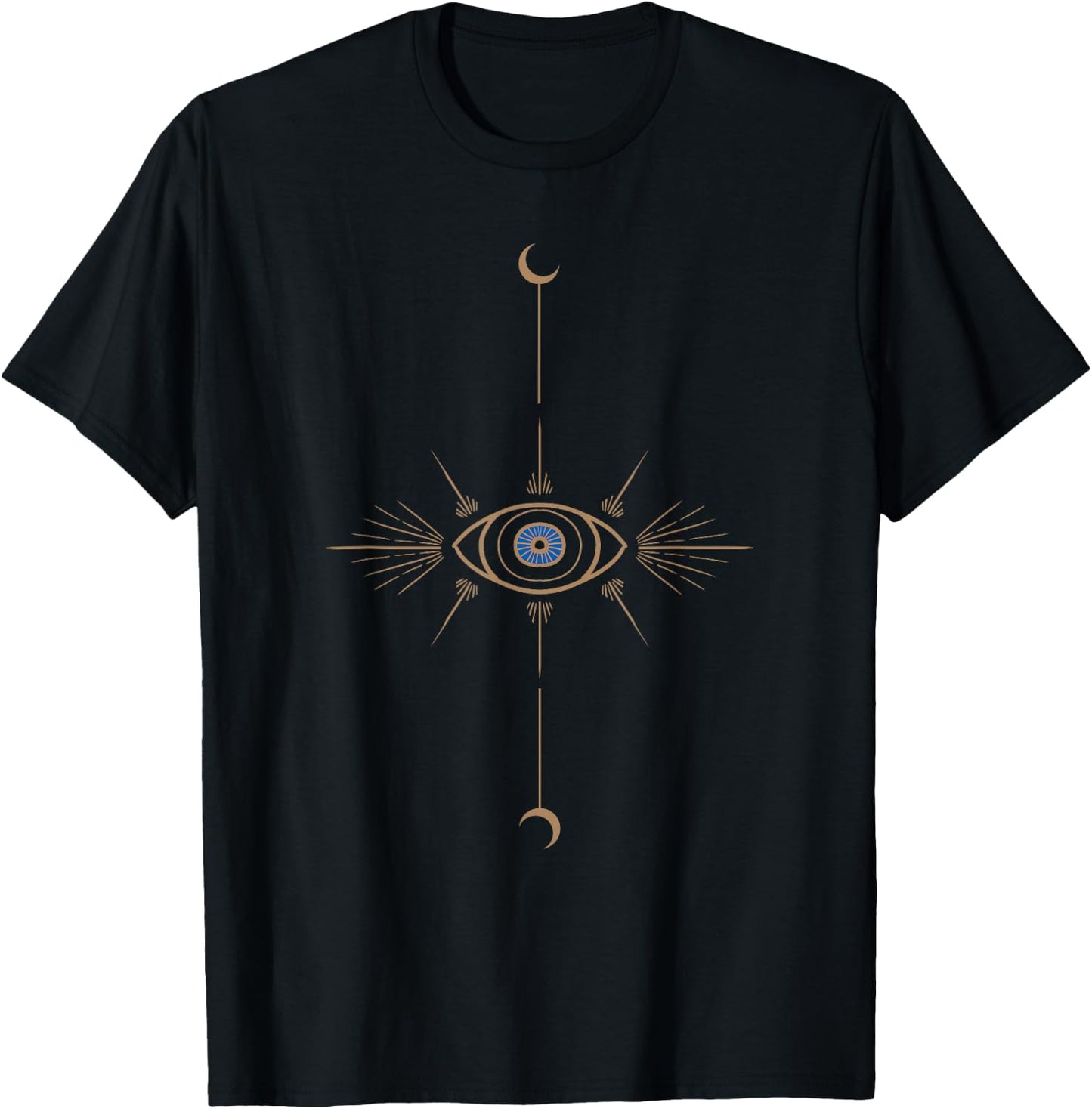 Minimal Half Moon Blue Evil Eye Galaxy Space Spiritual Gift T-Shirt - T-Shirt | Black