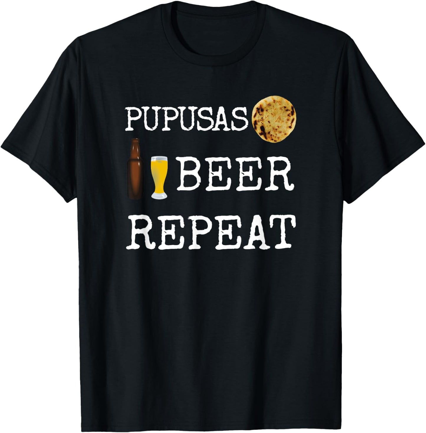 Pupusas Beer El Salvador Salvadorian Food Cheese Curtido T-Shirt - T-Shirt | Black