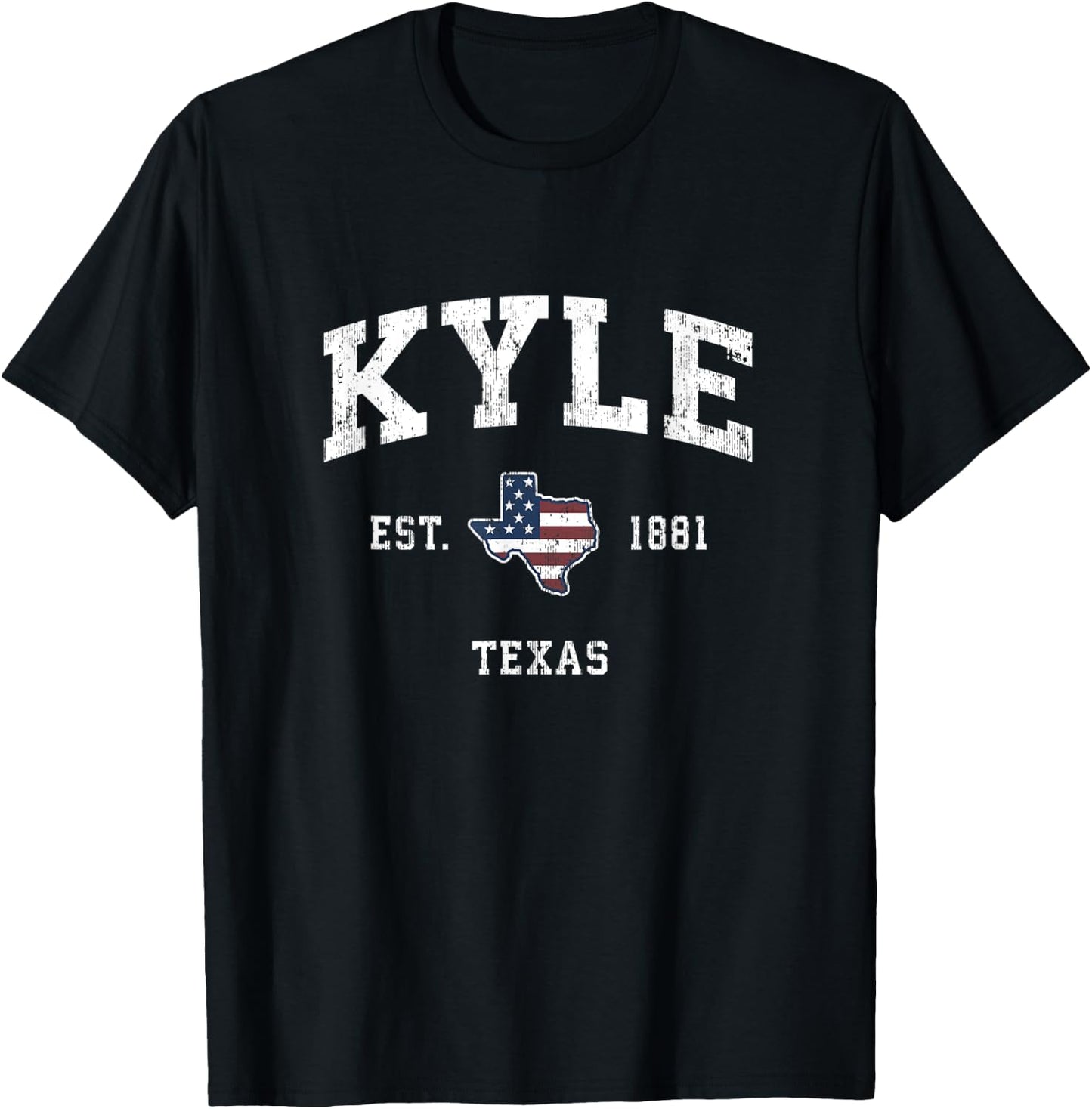 Kyle Texas TX Vintage American Flag Sports Design Kids Men T-Shirt - T-Shirt | Black
