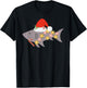 Shark Santa Hat Candy Cane Peppermint Candies Christmas T-Shirt - T-Shirt | Black