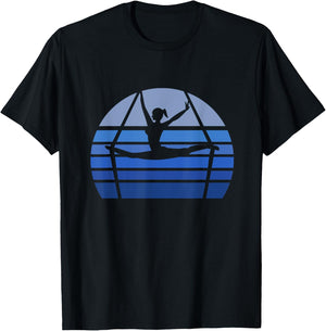 Retro Aerial Yoga Silhouette Lover Gift Aerialist Yogi Dance T-Shirt - T-Shirt | Black