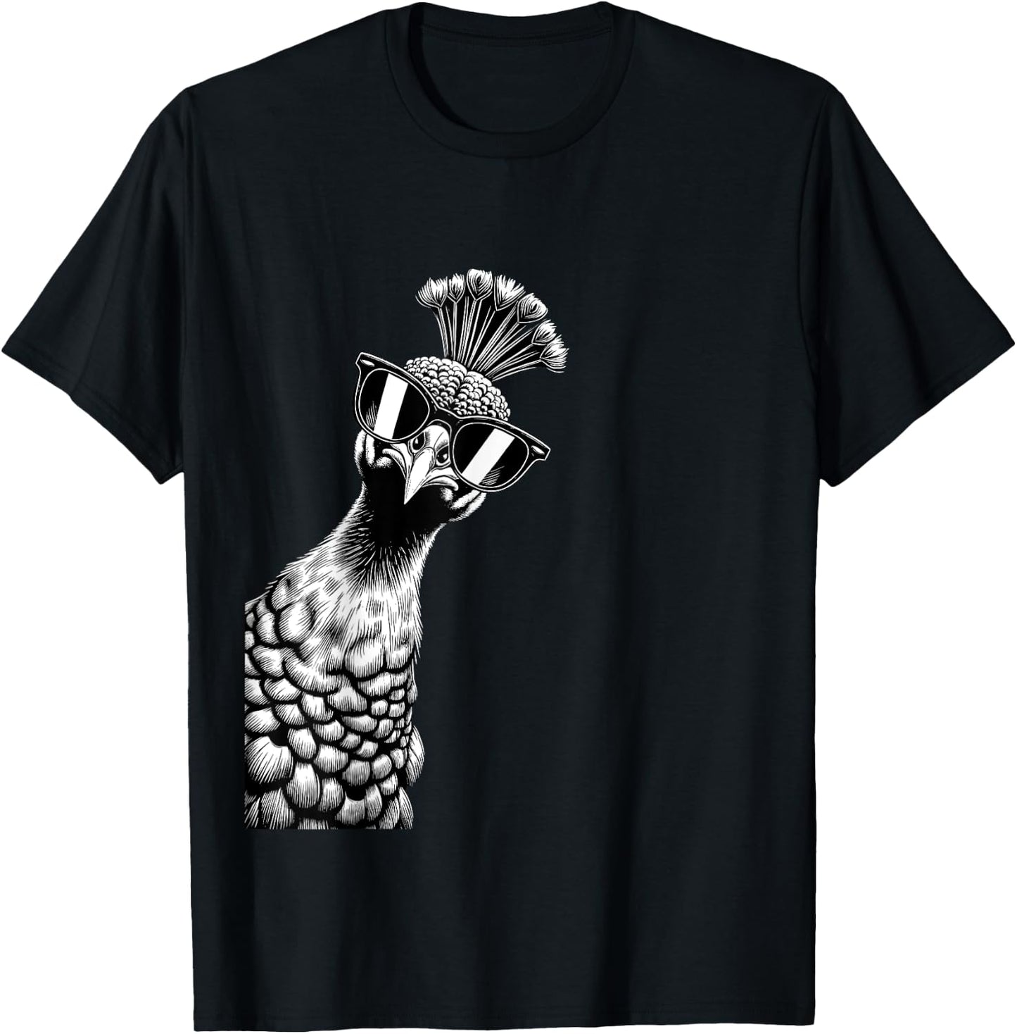 Funny Peacock Wearing Sunglasses Peacock Bird Lovers T-Shirt - T-Shirt | Black