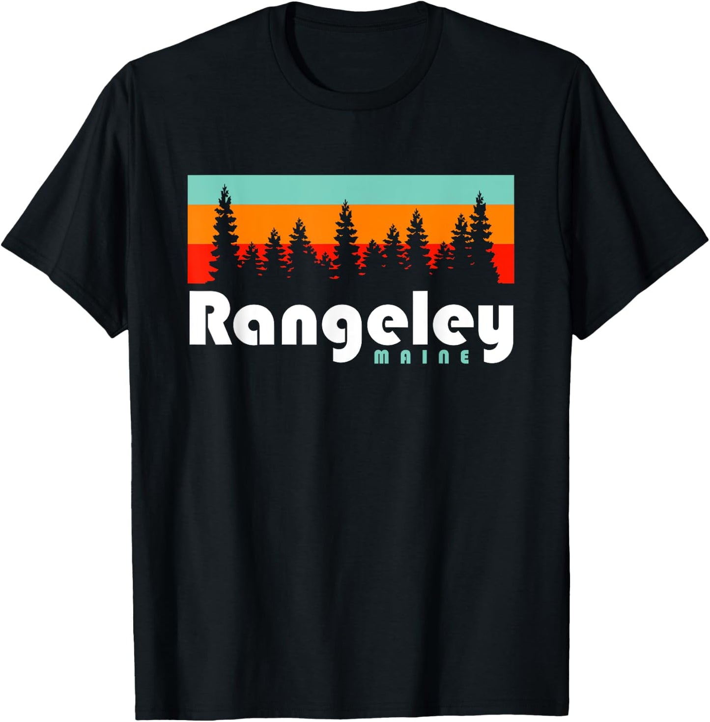 Rangeley Maine Camping Rangeley Lake State Park Trees Retro T-Shirt - T-Shirt | Black
