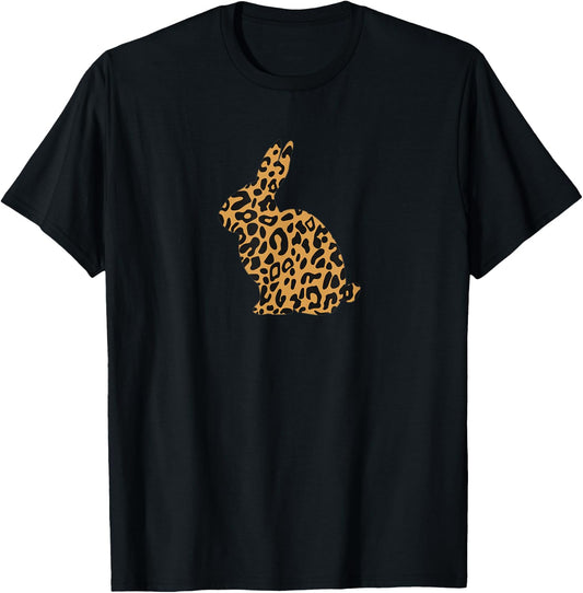Bunny Leopard Cheetah Print Cute Rabbit Easter Gift T-Shirt - T-Shirt | Black