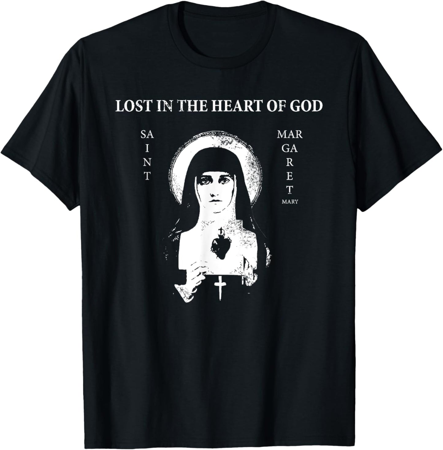 St. Margaret Mary Alacoque "Lost in the Heart of God" T-Shirt - T-Shirt | Black