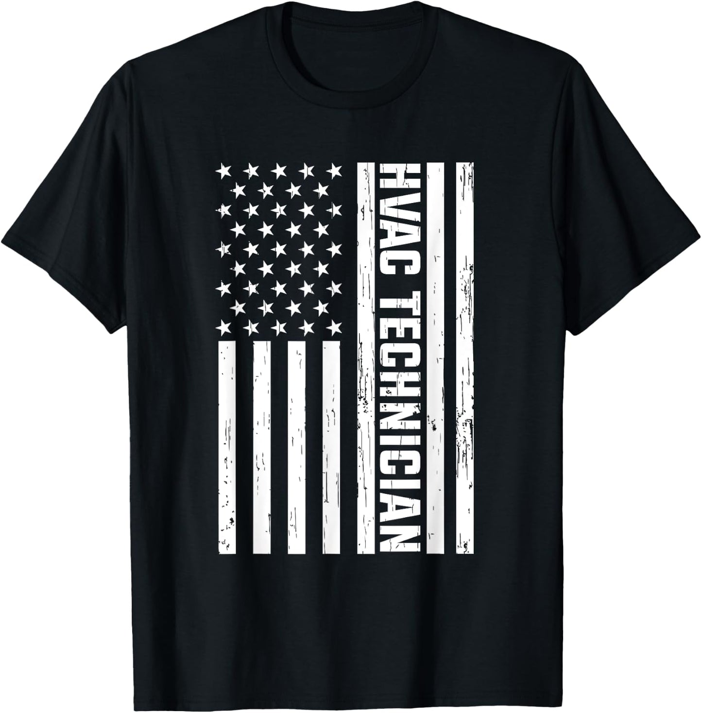 Funny HVAC Gift Cool HVAC Technician American Flag T-Shirt - T-Shirt | Black
