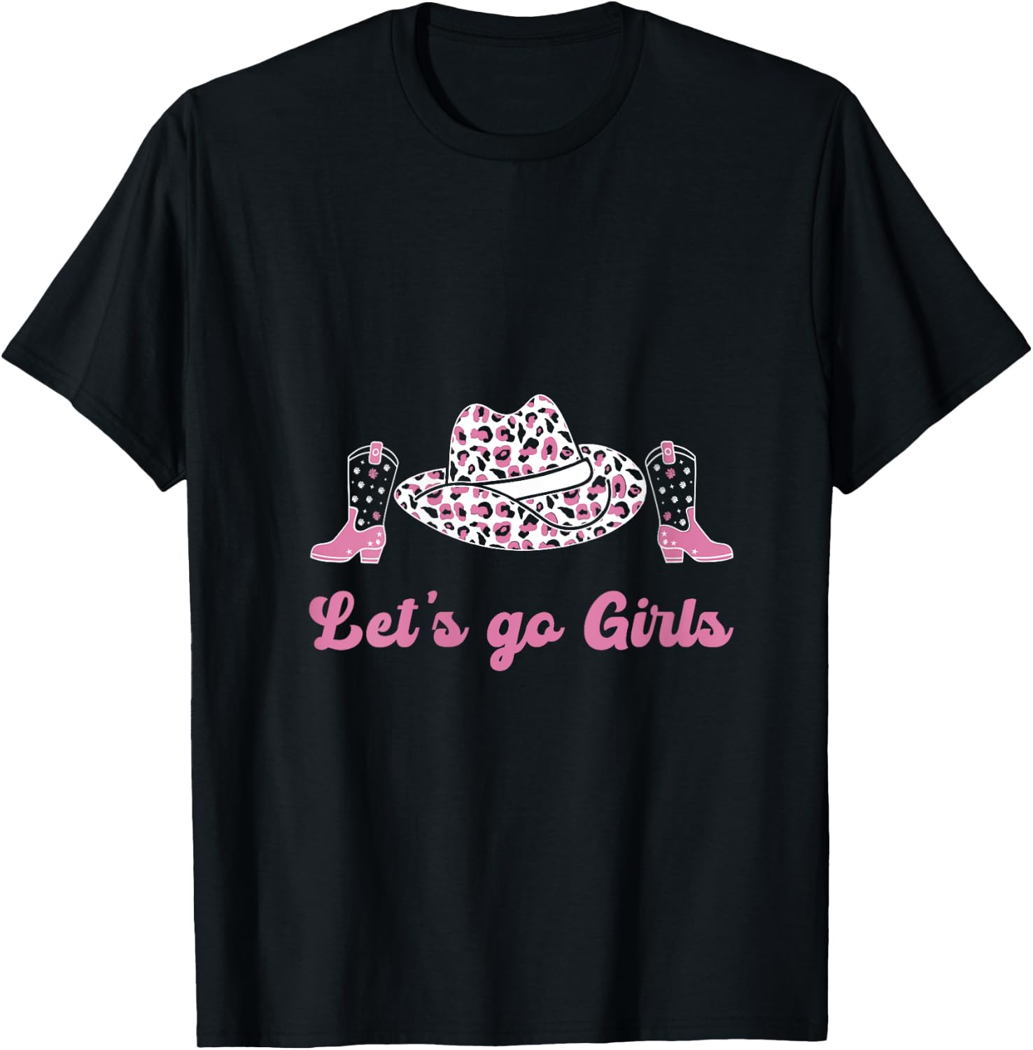 Let's Go Girls Shirt Cute Rodeo girl Pink cowgirl V-Neck T-Shirt - T-Shirt | Black